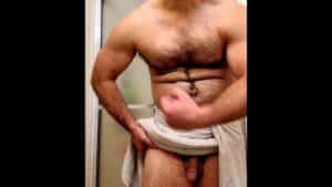 Watch – MUSCLE BEAR FLEXING IN WHITE BATH TOWEL!