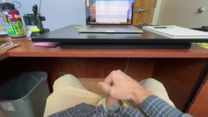 Watch – Stroking my cock in the office- Hope someone sees