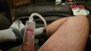 Watch – Playing with my new penis pump